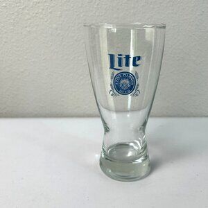 Miller Lite Beer Sham Glass Vintage Blue Logo Pilsner Barware Tavern